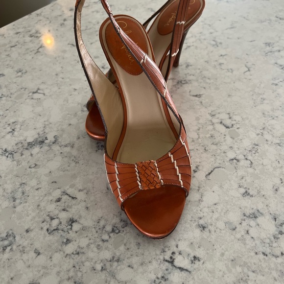 Cole Haan Orange Weave Leather Heels - Picture 1 of 7